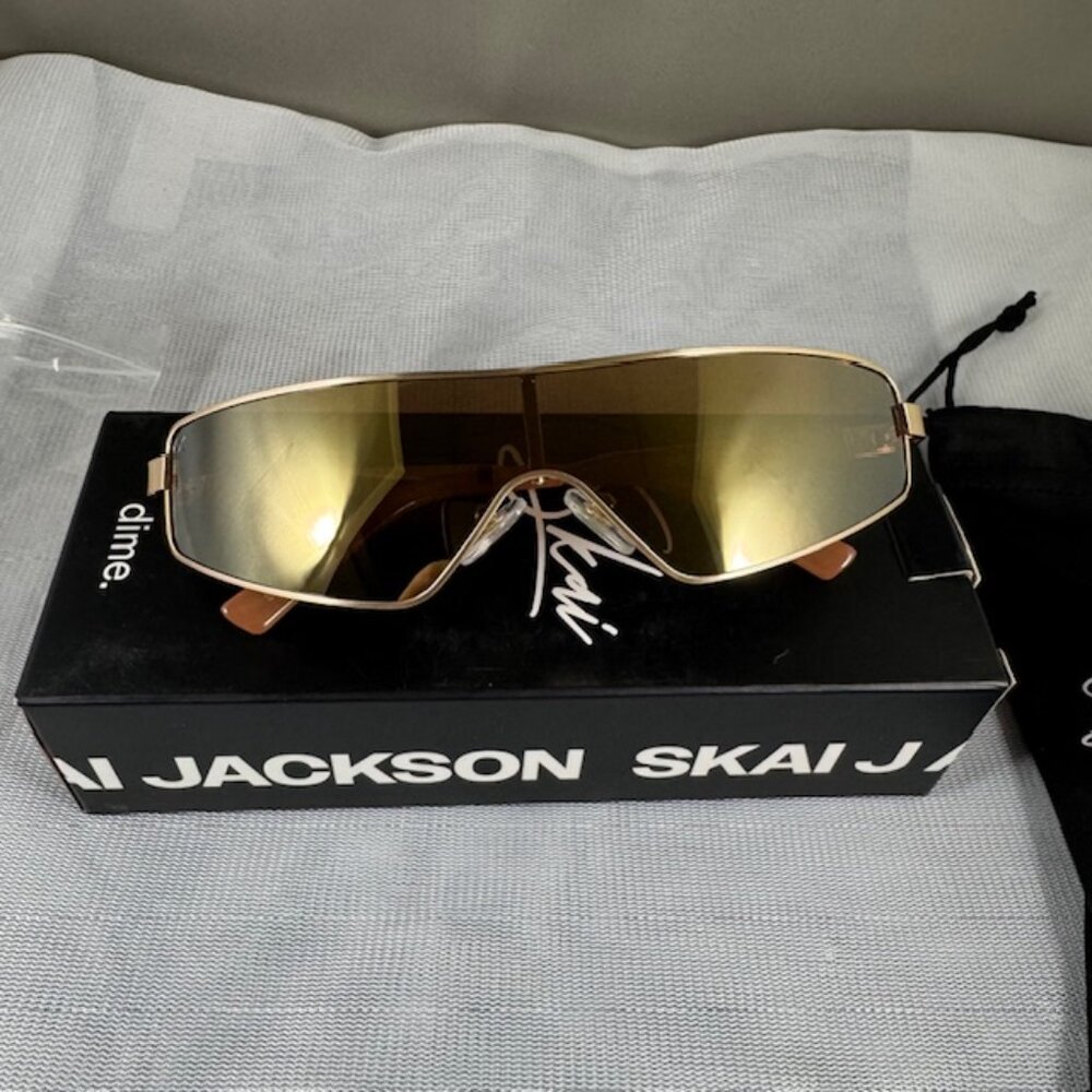 dime optics X Skai Jackson Skyami in Matte Gold & Brown Sunglasses NWB